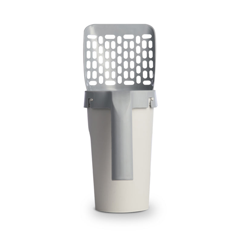 KFX-1153469 Integrated Cat Litter Shovel with Fine Hole Storage - Advanced Gray, Durable PP Material