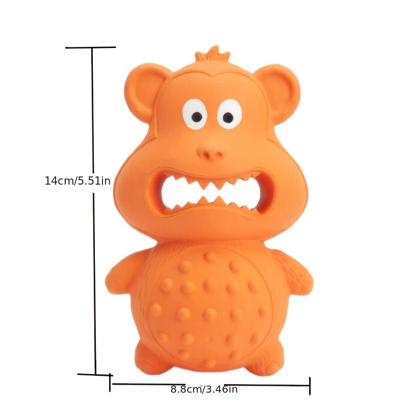 KFX-1155133 Durable Rubber Monkey Chew Toy for Medium and Large Dogs - Interactive Squeaky Toy for Teeth Cleaning
