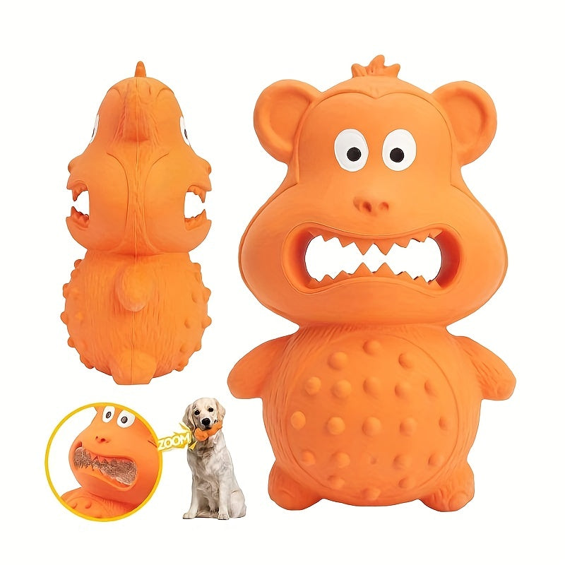 KFX-1155133 Durable Rubber Monkey Chew Toy for Medium and Large Dogs - Interactive Squeaky Toy for Teeth Cleaning