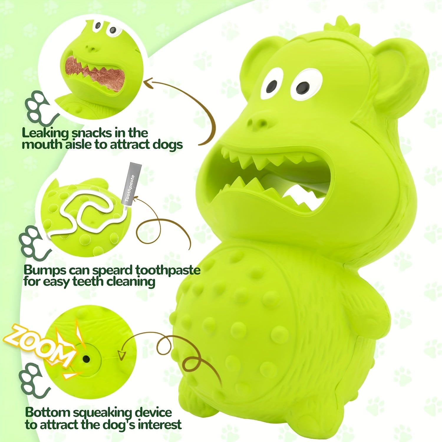KFX-1155133 Durable Rubber Monkey Chew Toy for Medium and Large Dogs - Interactive Squeaky Toy for Teeth Cleaning