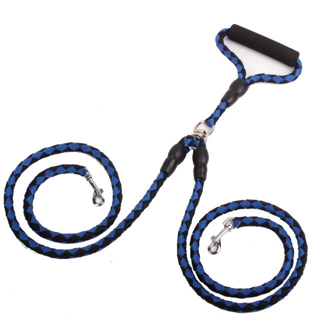 KFX-1157437 Double-Ended Dog Leash with Padded Handles - Heavy-Duty Reflective Nylon Rope, 1.3m for Safe and Comfortable Walks