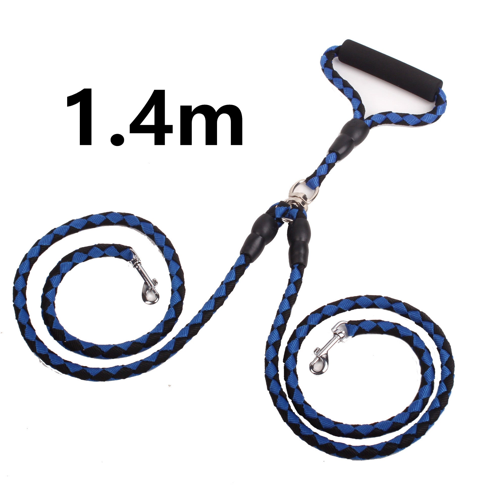 KFX-1157437 Double-Ended Dog Leash with Padded Handles - Heavy-Duty Reflective Nylon Rope, 1.3m for Safe and Comfortable Walks