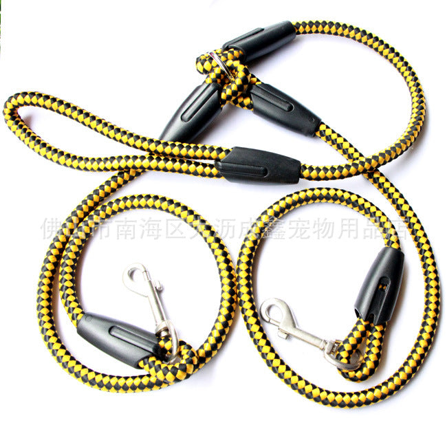 KFX-1157437 Double-Ended Dog Leash with Padded Handles - Heavy-Duty Reflective Nylon Rope, 1.3m for Safe and Comfortable Walks