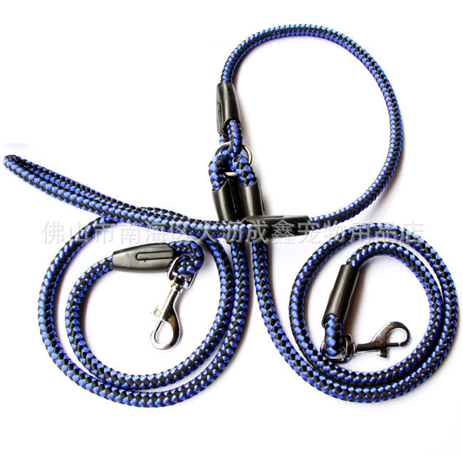 KFX-1157437 Double-Ended Dog Leash with Padded Handles - Heavy-Duty Reflective Nylon Rope, 1.3m for Safe and Comfortable Walks