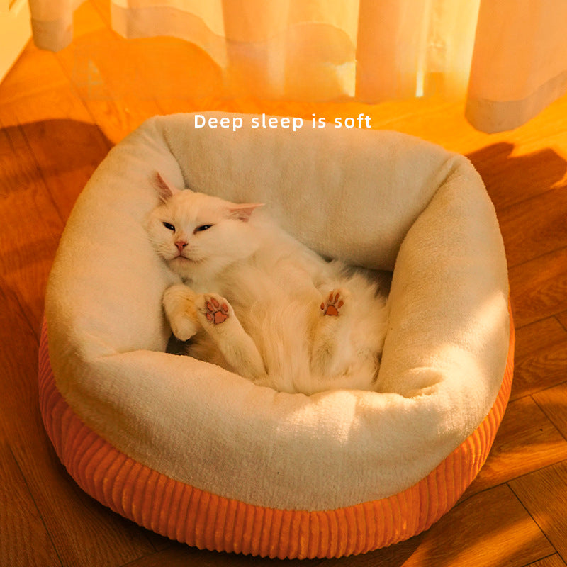 KFX-1157693 Cozy Circular Cat Sofa Bed for Kittens and Puppies - Durable Washable Pet Nest