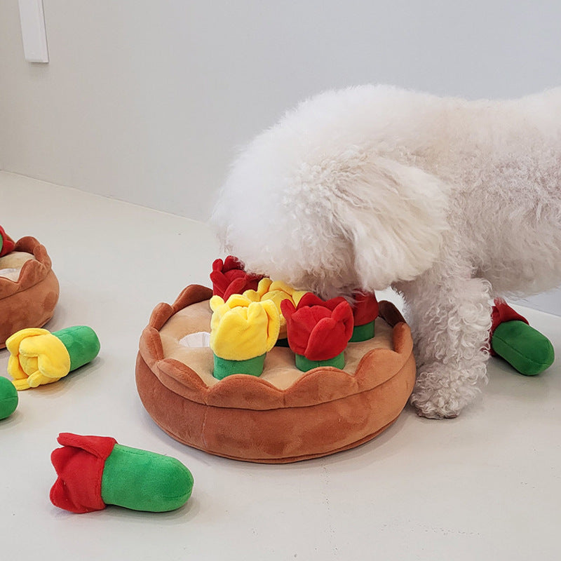 KFX-1158461 Tulip Suit Plush Hide Food Pet Toy for Interactive Play