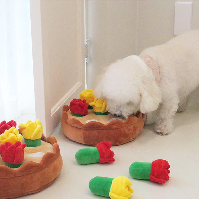 KFX-1158461 Tulip Suit Plush Hide Food Pet Toy for Interactive Play