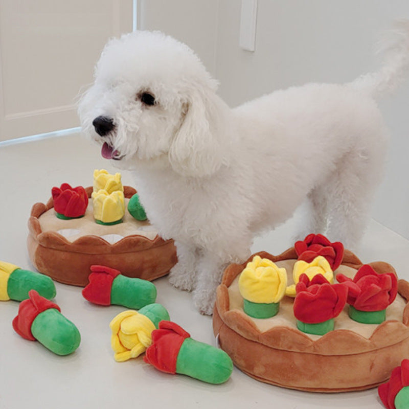 KFX-1158461 Tulip Suit Plush Hide Food Pet Toy for Interactive Play