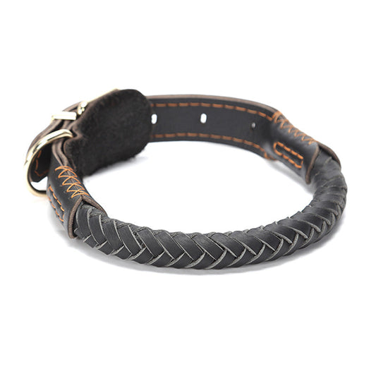 KFX-1159613 Adjustable Cowhide Dog Collar for Medium to Large Dogs - Sizes S to XL, Multiple Color Options Available