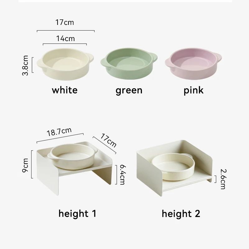 KFX-1163581 Elevated Metal Pet Bowl with Ceramic Base for Cats and Dogs