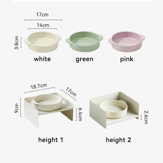 KFX-1163581 Elevated Metal Pet Bowl with Ceramic Base for Cats and Dogs