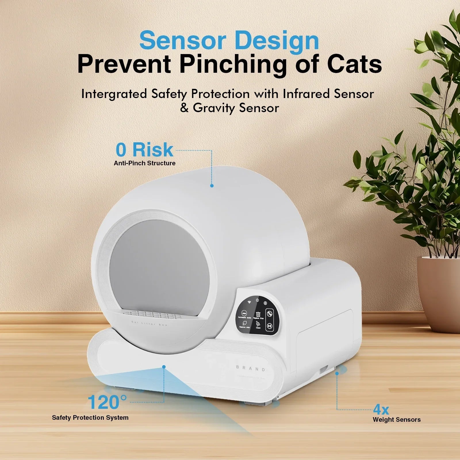 KFX-116499 70L Wi-Fi Controlled Smart Cat Litter Box with Automatic Self-Cleaning and Odor Control Features
