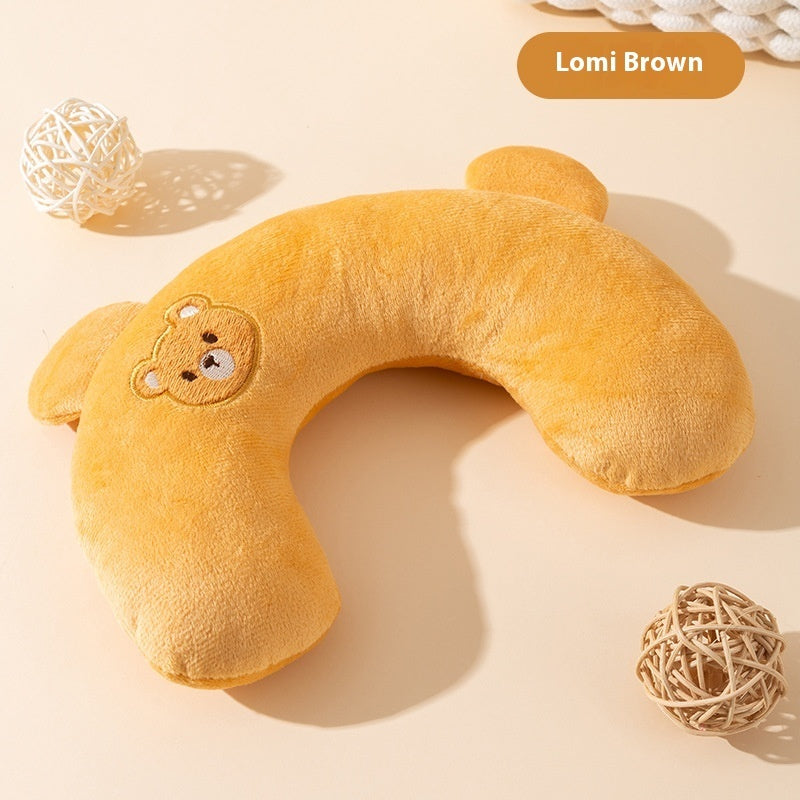KFX-1165245 Cat U-Shape Mini Pillow - Breathable Design for Dogs in Lomi Brown, Mylo Gray, Ti'an Green