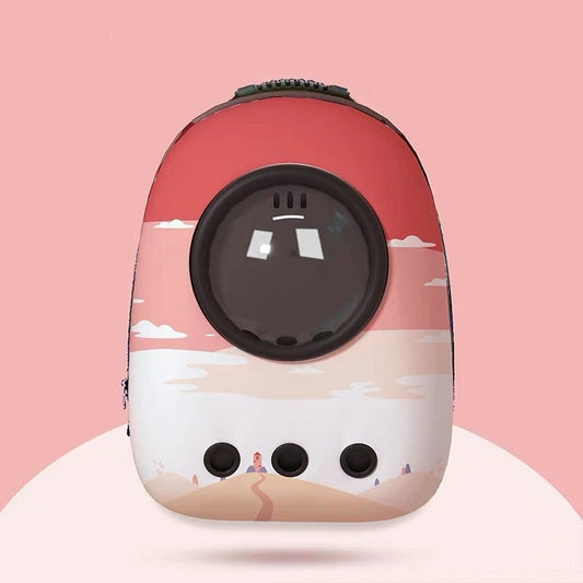 KFX-1165629 Transparent Portable Pet Space Capsule Backpack with Ventilation and Extendable View