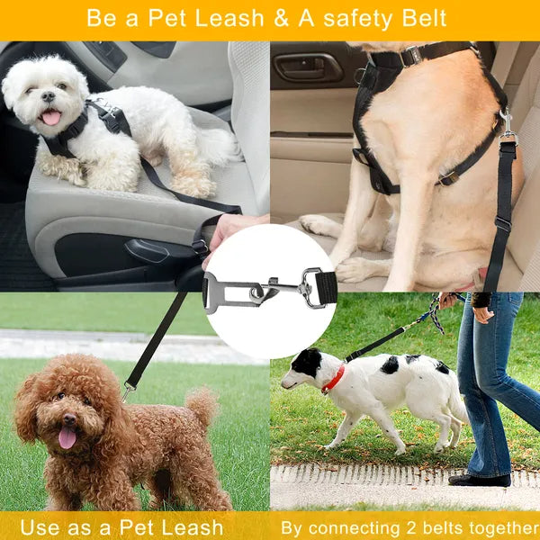 KFX-1166013 Adjustable Pet Dog Seat Belt Leash Safety Harness - 2 Pack for Cars, Fits Small to Large Dogs and Cats