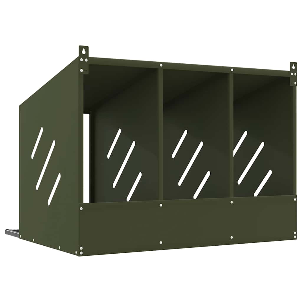 KFX-1170749 Olive Green Chicken Nesting Box with 3 Compartments for Comfortable Egg Laying