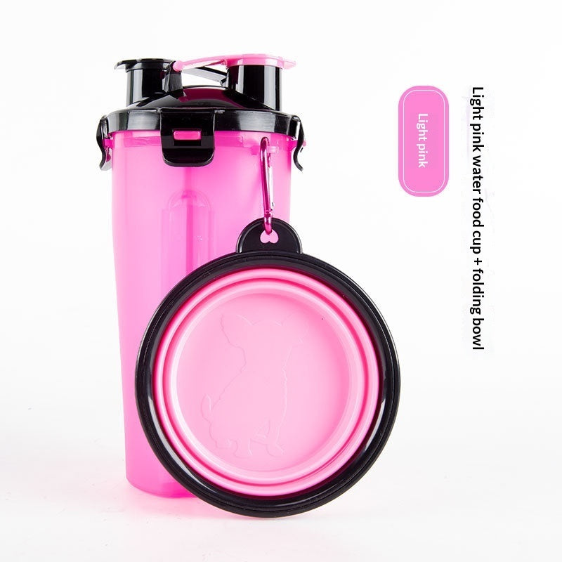 KFX-1172925 Portable Foldable Pet Dog Water Cup with Food Bowl - Multiple Color Options Available