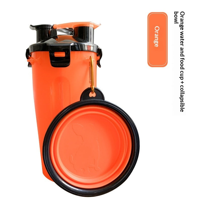 KFX-1172925 Portable Foldable Pet Dog Water Cup with Food Bowl - Multiple Color Options Available
