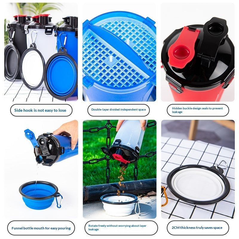 KFX-1172925 Portable Foldable Pet Dog Water Cup with Food Bowl - Multiple Color Options Available