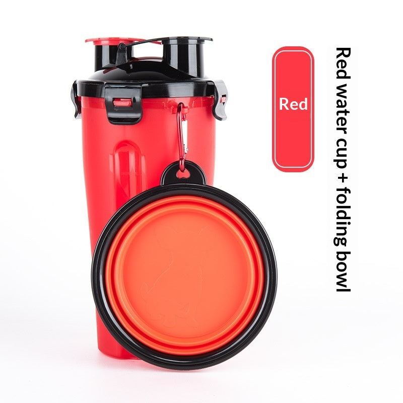 KFX-1172925 Portable Foldable Pet Dog Water Cup with Food Bowl - Multiple Color Options Available