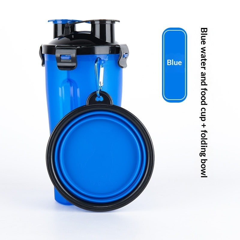 KFX-1172925 Portable Foldable Pet Dog Water Cup with Food Bowl - Multiple Color Options Available