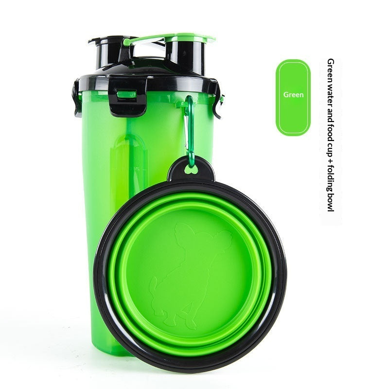 KFX-1172925 Portable Foldable Pet Dog Water Cup with Food Bowl - Multiple Color Options Available