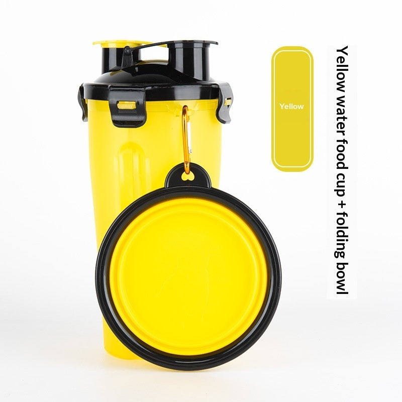 KFX-1172925 Portable Foldable Pet Dog Water Cup with Food Bowl - Multiple Color Options Available