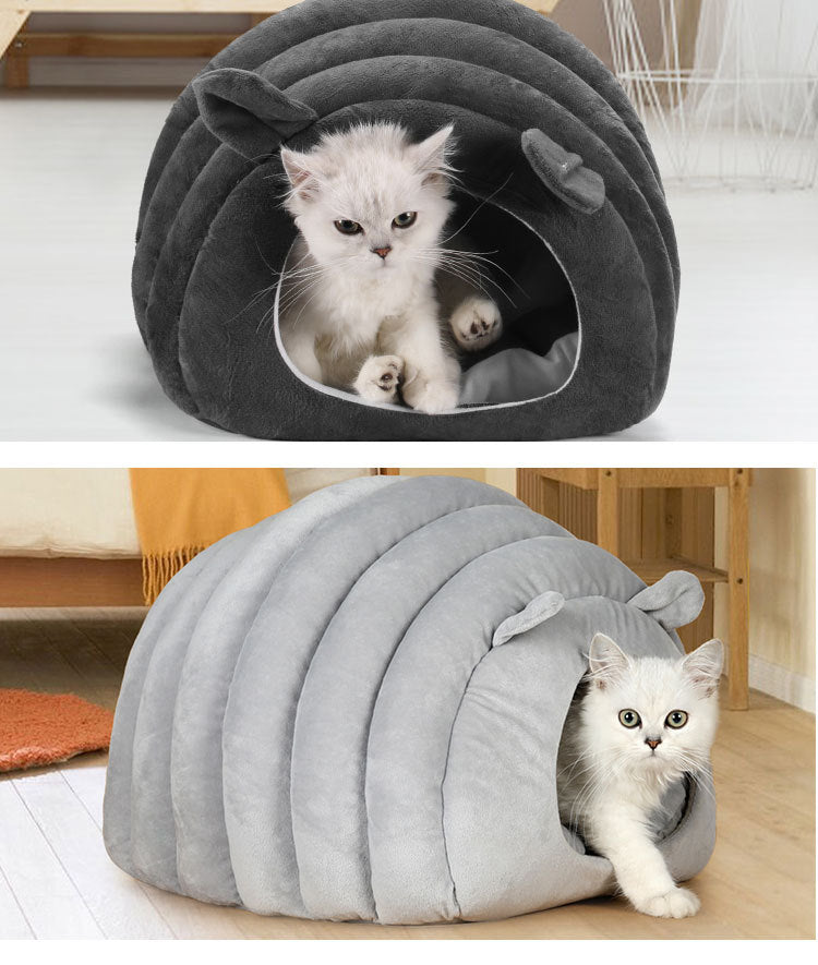 KFX-1173181 Warm and Cozy Cat Nest Pad - Cute Design in Caramel, Pink, and Light Gray, Soft Crystal Material, All Seasons Use