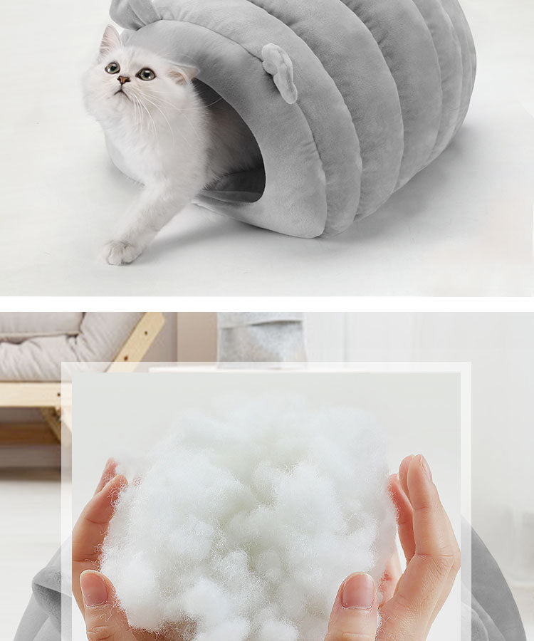 KFX-1173181 Warm and Cozy Cat Nest Pad - Cute Design in Caramel, Pink, and Light Gray, Soft Crystal Material, All Seasons Use