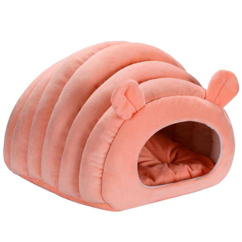 KFX-1173181 Warm and Cozy Cat Nest Pad - Cute Design in Caramel, Pink, and Light Gray, Soft Crystal Material, All Seasons Use