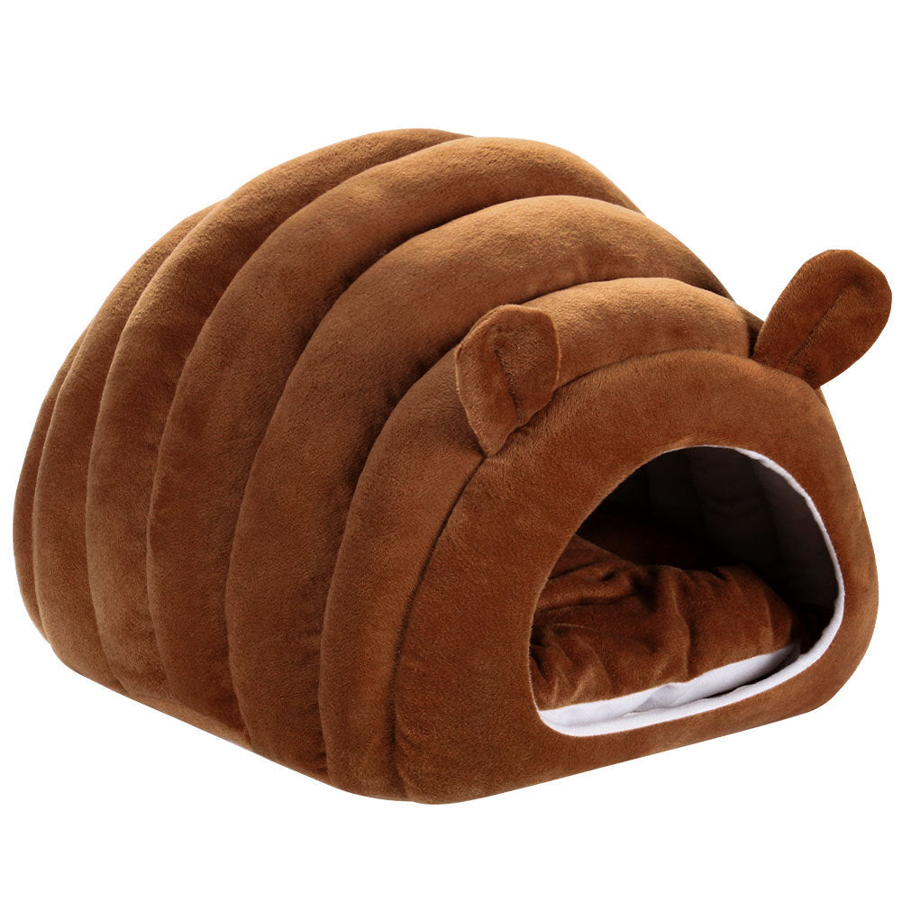 KFX-1173181 Warm and Cozy Cat Nest Pad - Cute Design in Caramel, Pink, and Light Gray, Soft Crystal Material, All Seasons Use