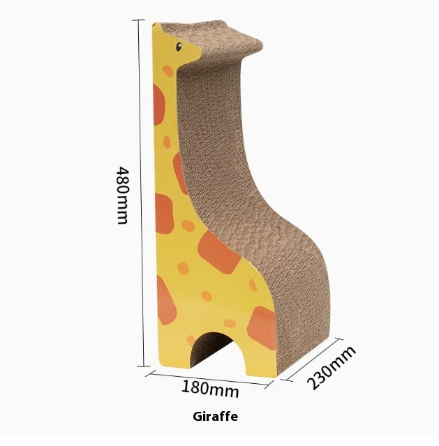 KFX-1175101 Vertical Cat Scratch Board Toy - Giraffe, Elephant, Baby Crocodile Designs in Corrugated Paper