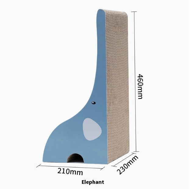 KFX-1175101 Vertical Cat Scratch Board Toy - Giraffe, Elephant, Baby Crocodile Designs in Corrugated Paper
