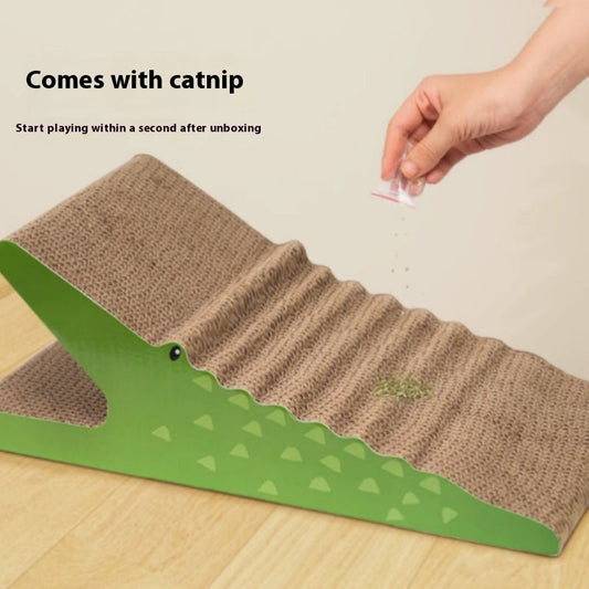 KFX-1175101 Vertical Cat Scratch Board Toy - Giraffe, Elephant, Baby Crocodile Designs in Corrugated Paper