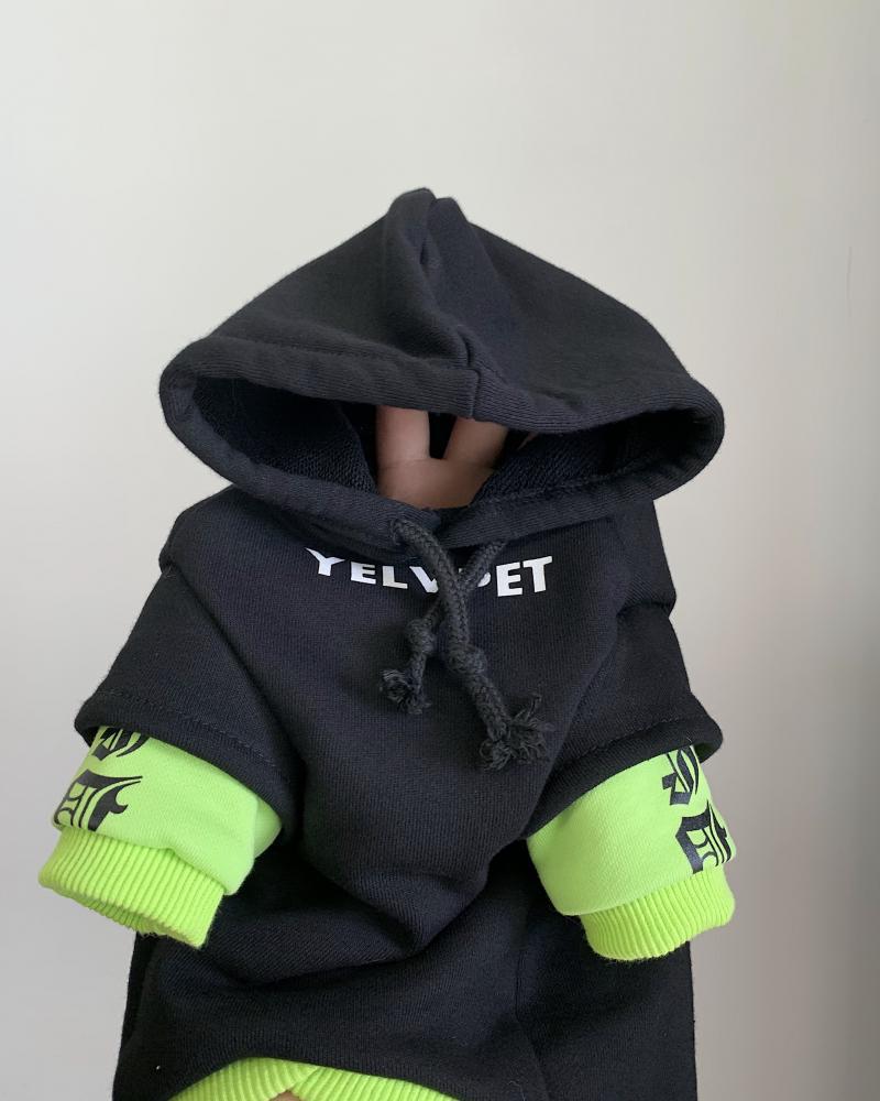 KFX-1175485 Alphabet Print Dog Clothing with Round Neck and Hood Options