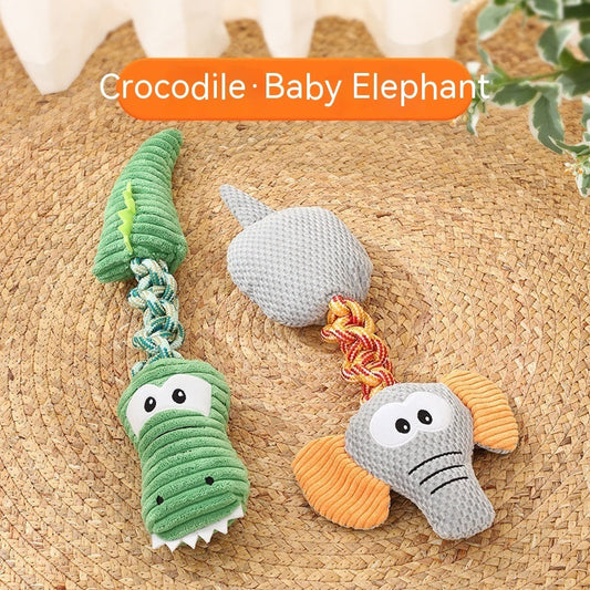 KFX-1175741 Animal Shape Large Dog Nibbling Toy - Crocodile, Elephant, Giraffe, Dinosaur, Calf, Fox