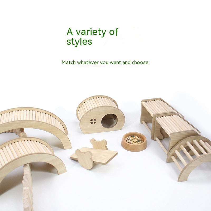 KFX-1176381 Wooden Hamster Bridge Ladder with Arch Design for Pet Decoration