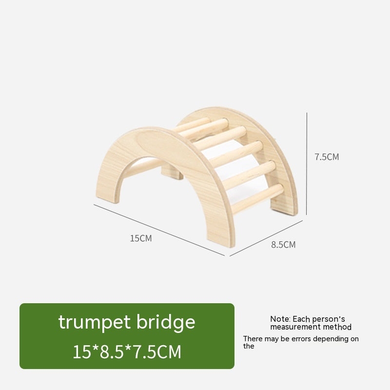 KFX-1176381 Wooden Hamster Bridge Ladder with Arch Design for Pet Decoration