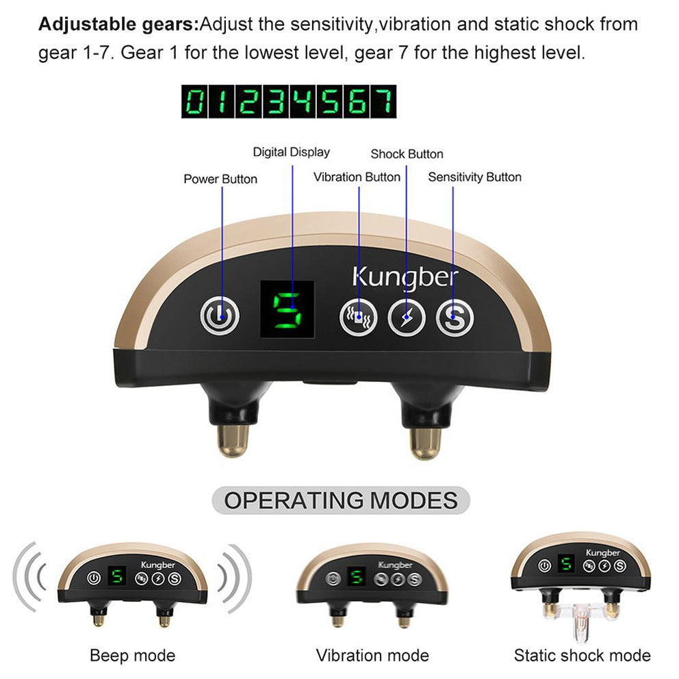 KFX-1176893 Rechargeable Dog Training Collar with Shock and Vibration Features - Fashionable Simple Design in Multiple Colors
