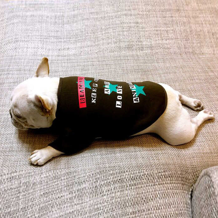 KFX-1177277 Cozy Cotton Dog Sweater with Velvet Print in Coffee for Small Breeds