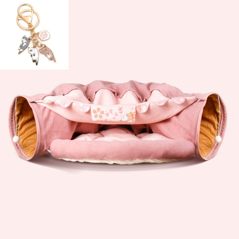 KFX-1178941 Durable Washable Collapsible Cat Tunnel - 45 x 50 x 22 cm Kitty Play Space