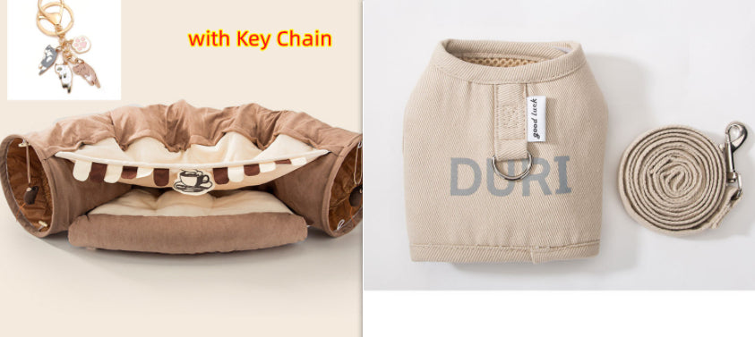KFX-1178941 Durable Washable Collapsible Cat Tunnel - 45 x 50 x 22 cm Kitty Play Space