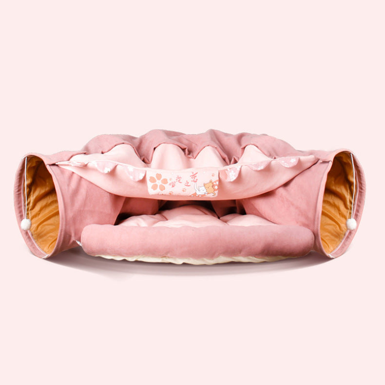 KFX-1178941 Durable Washable Collapsible Cat Tunnel - 45 x 50 x 22 cm Kitty Play Space