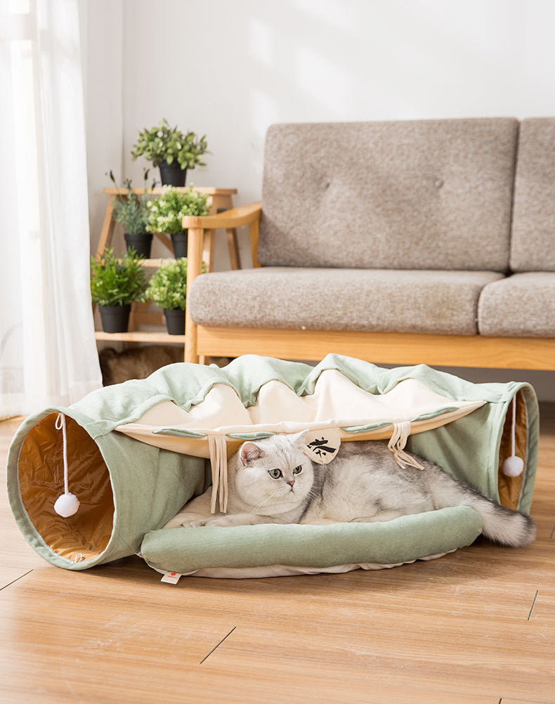 KFX-1178941 Durable Washable Collapsible Cat Tunnel - 45 x 50 x 22 cm Kitty Play Space