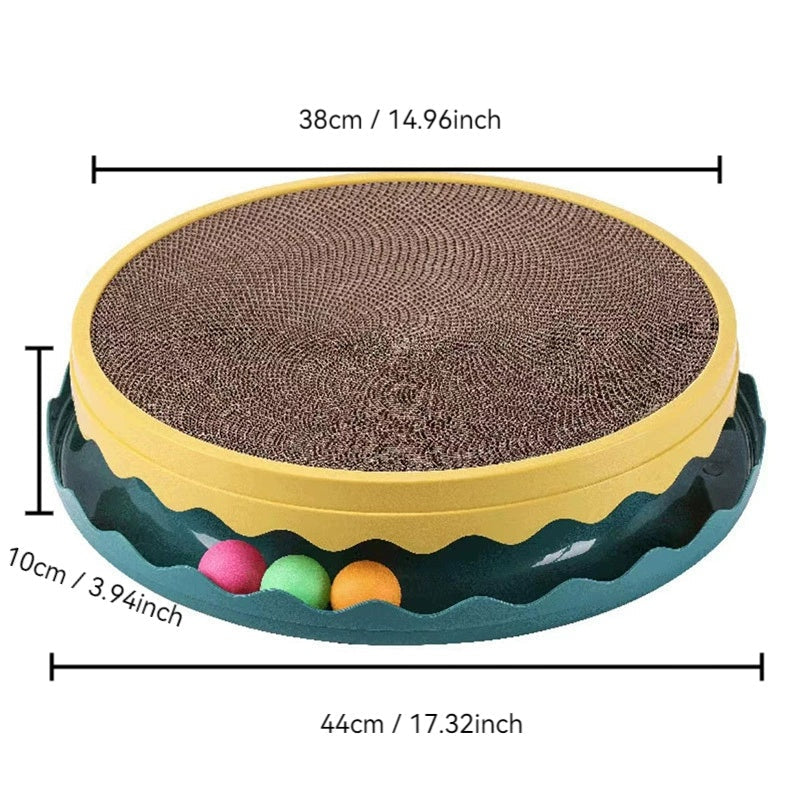 KFX-1180349 Cat Scratching Post with Interactive Toy Balls, Eco-Friendly Corrugated Cardboard, Refillable & Easy to Clean, Indoor Fun for Cats
