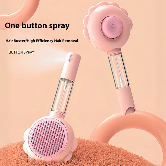 KFX-1180477 2-In-1 Self-Cleaning Pet Grooming Brush with Spray Function for Cats and Dogs