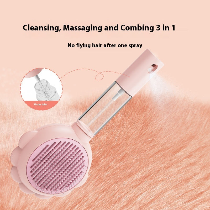 KFX-1180477 2-In-1 Self-Cleaning Pet Grooming Brush with Spray Function for Cats and Dogs