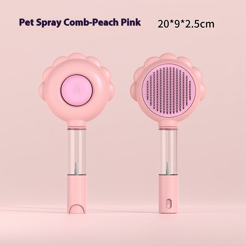 KFX-1180477 2-In-1 Self-Cleaning Pet Grooming Brush with Spray Function for Cats and Dogs