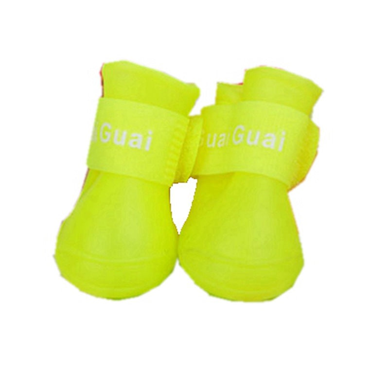 KFX-1181501 Waterproof Rubber Dog Rain Shoes - Available in Black, Rose, Purple, Yellow, Royal Blue - Sizes S, M, L