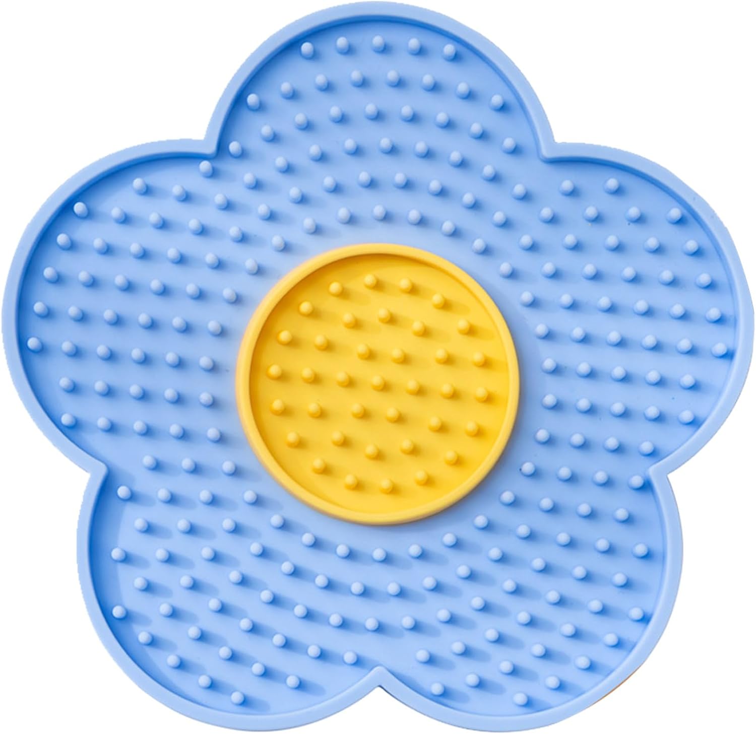 KFX-1182141 Flower-Shaped Silicone Licking Mat with Suction Cups for Dogs and Cats - Slow Feeder Pad for Treats and Bath Time